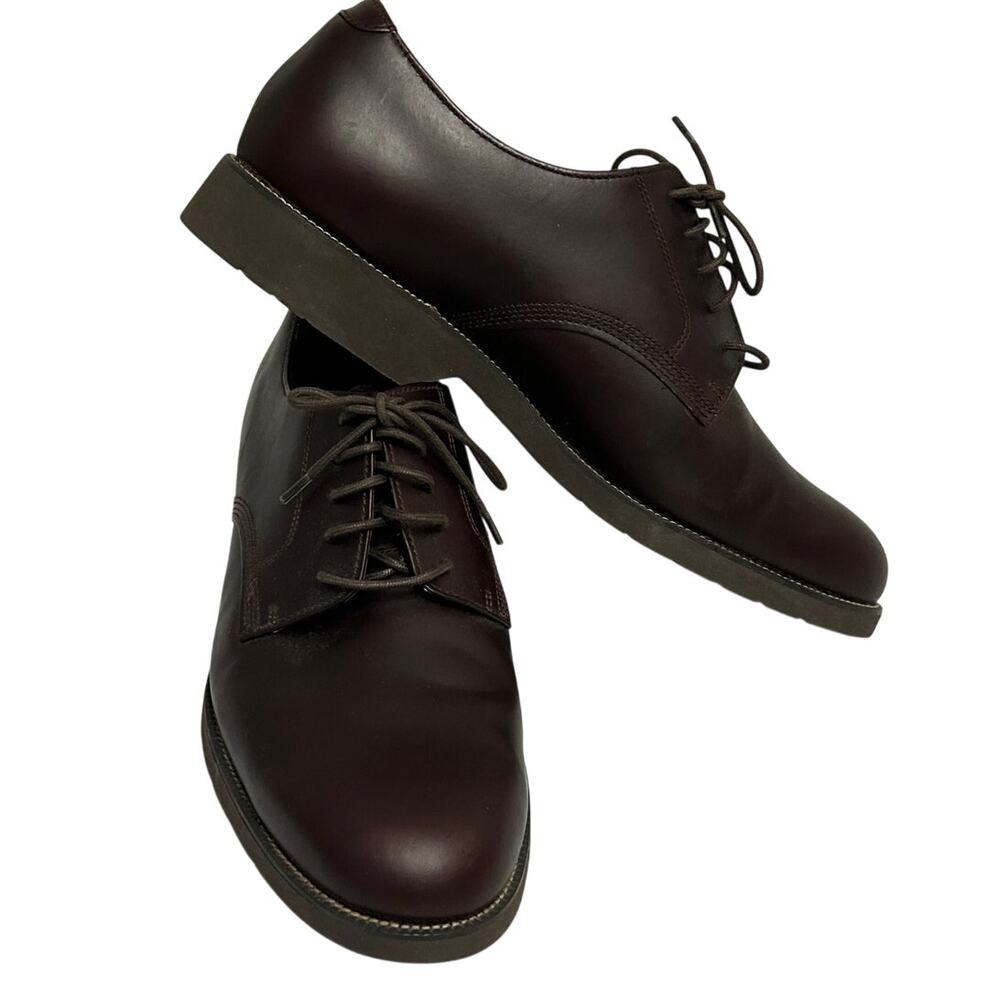 Rockport sz 11 W Mens  oxford dress shoe rich chocolate brown leather upper